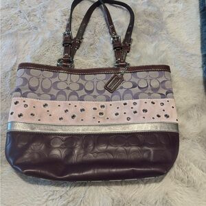 Purple coach shoulder bag